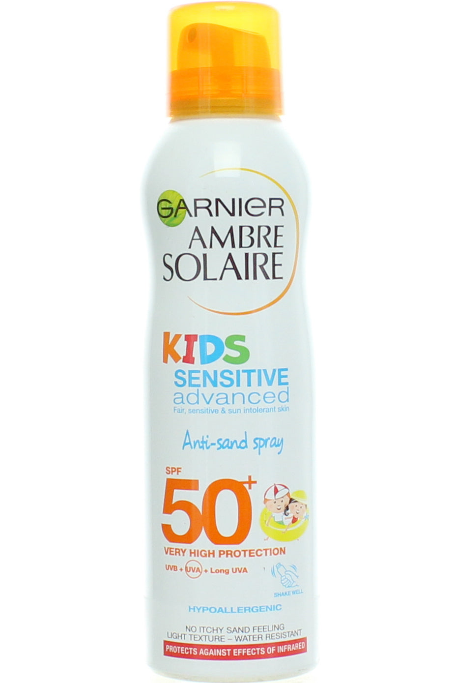 Ambre Solaire Kids بخاخ حماية من الرمال للأطفال بعامل حماية SPF50 حماية عالية من الأشعة فوق البنفسجية UVA/UVB للبشرة الحساسة 200 مل