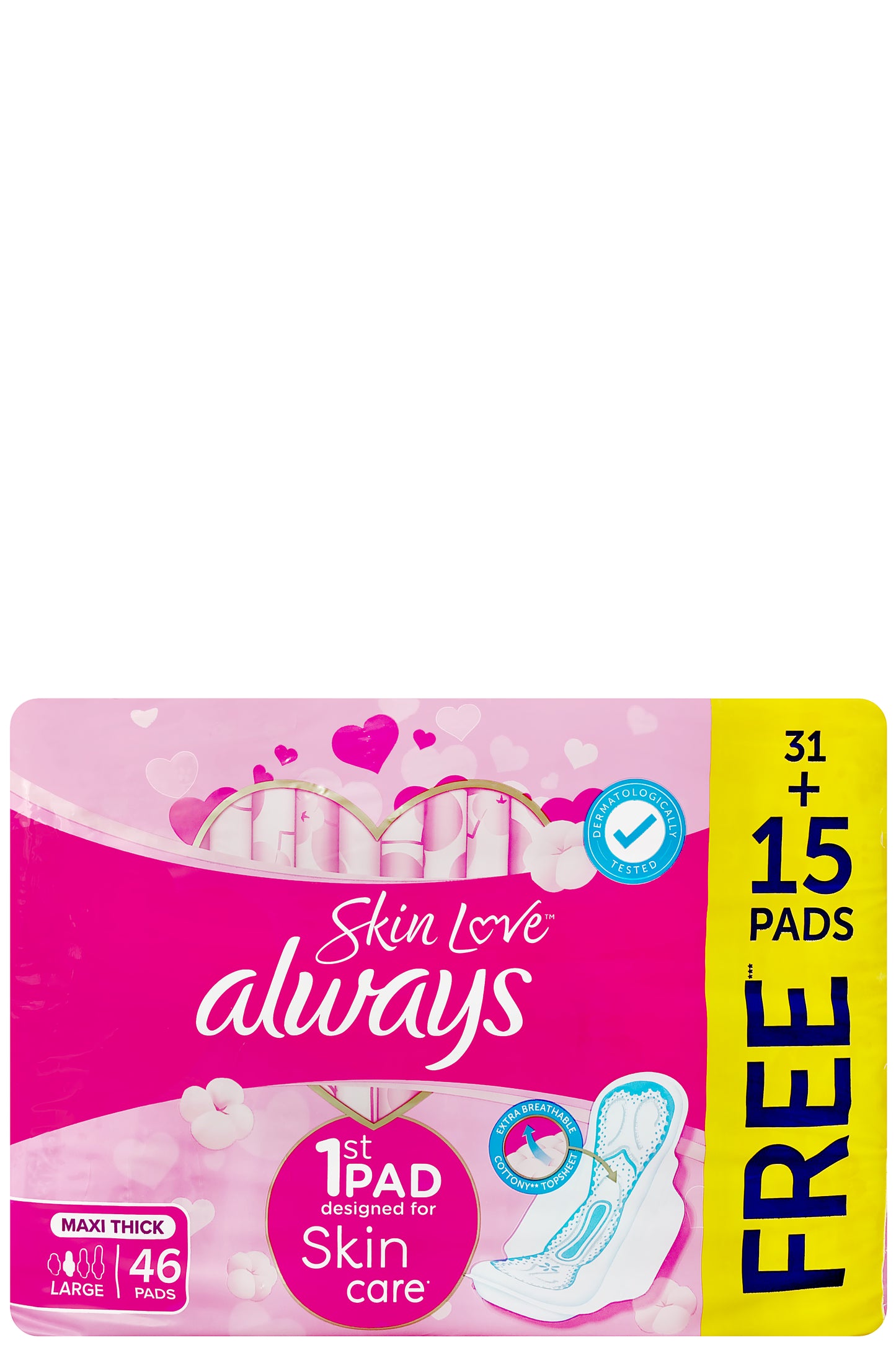 Always Sens Skin Love Maxi Thick Large 46 Pads For Breathable Softness And 0% Stuffiness