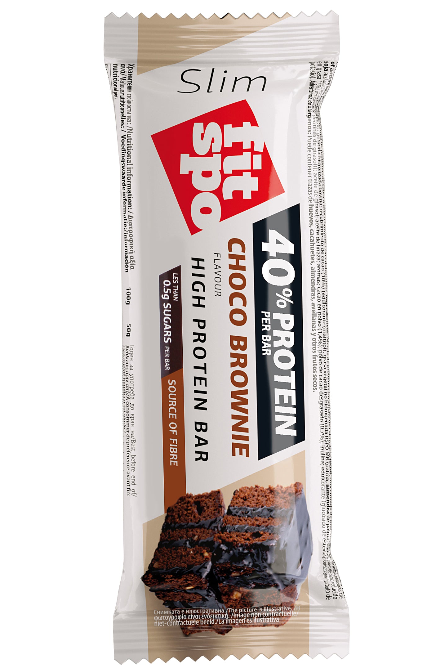 Fit Spo Protein Bar Slim Choco Brownie High Protein Low-fat Diabetic-friendly Snack 50g