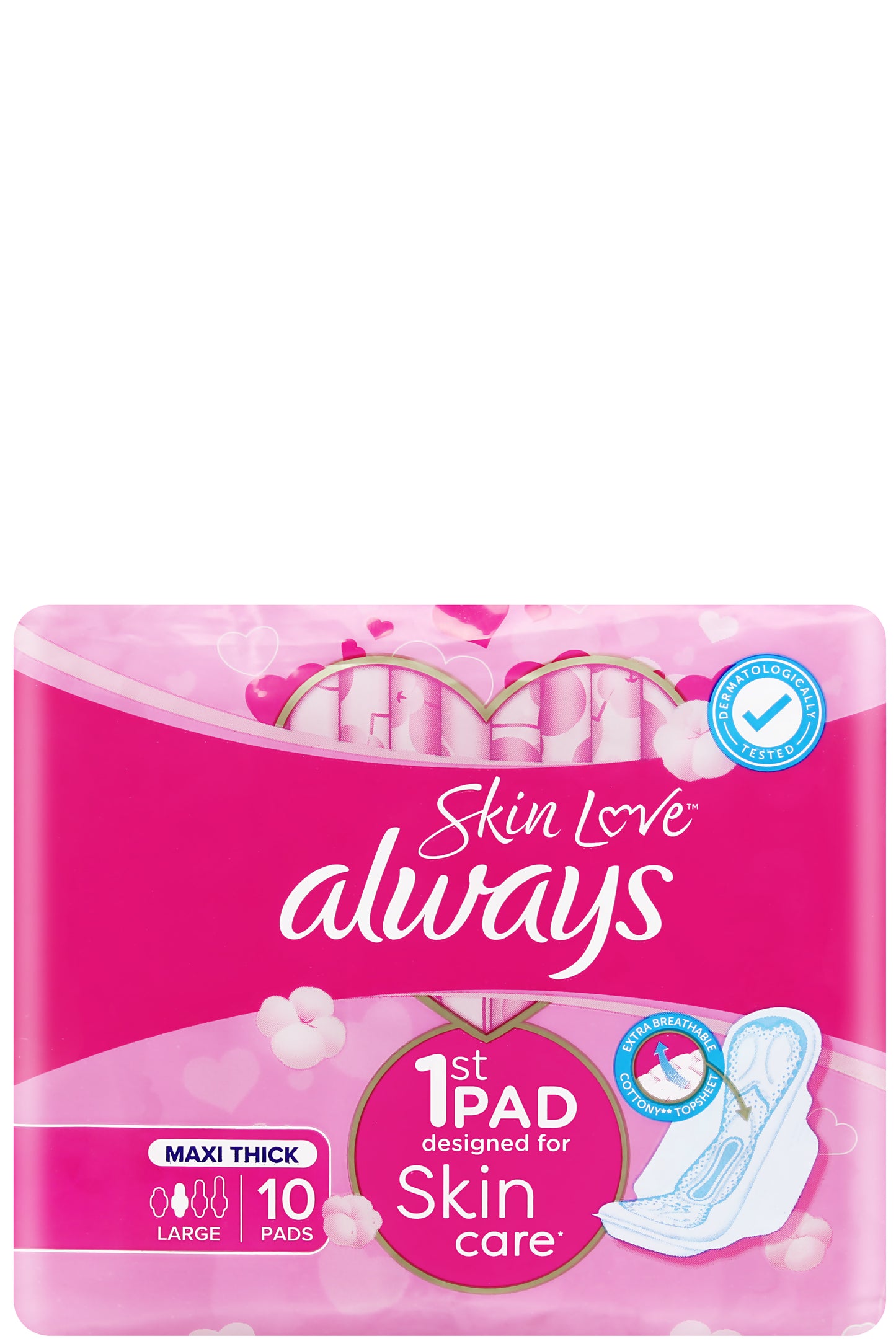 Always Sens Skin Love Maxi Thick Large 10 Pads For Cotton-like Comfort And Dryness
