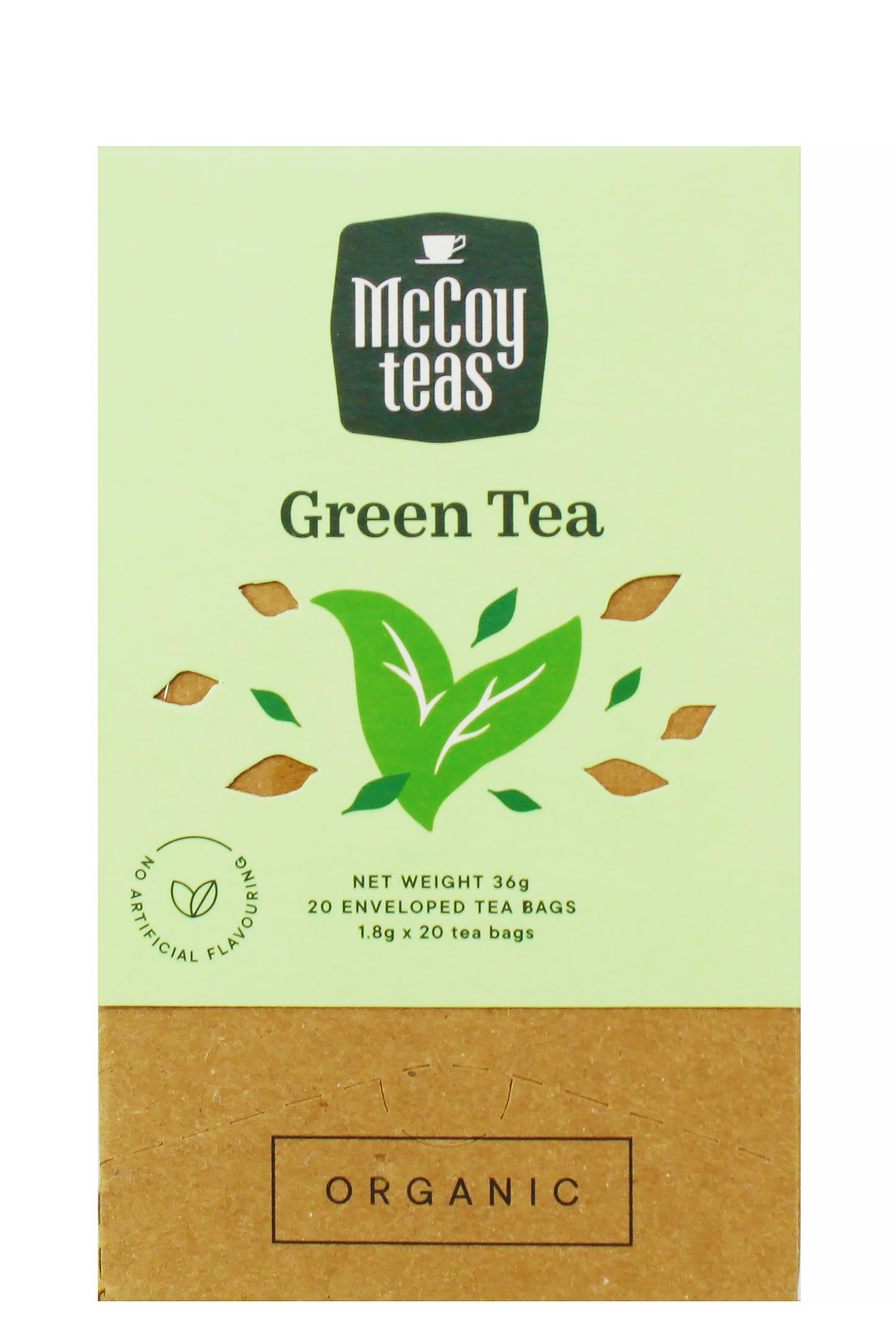 Mccoy Organic Green Tea 20 Enveloped Tea Bags Rich In Antioxidants & Supports Brain Function