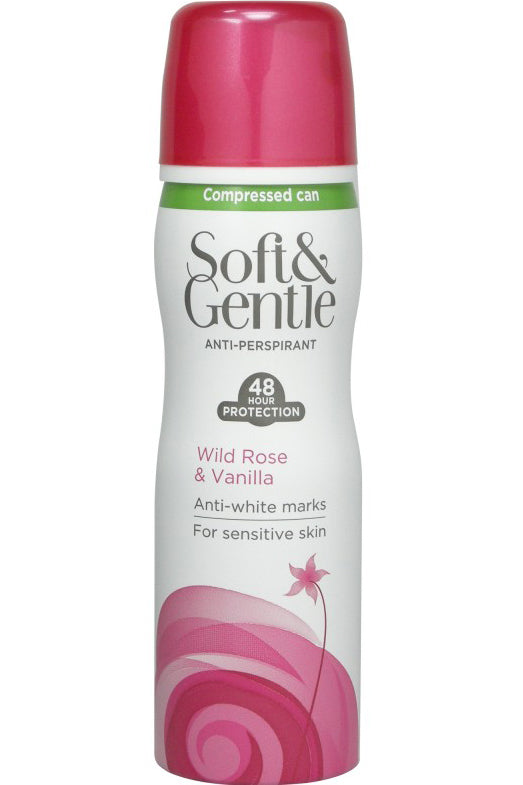 Soft & Gentle بخاخ مضاد للتعرق بالورد البري والفانيليا، حماية من الرائحة لمدة 48 ساعة، لطيف على البشرة 75 مل