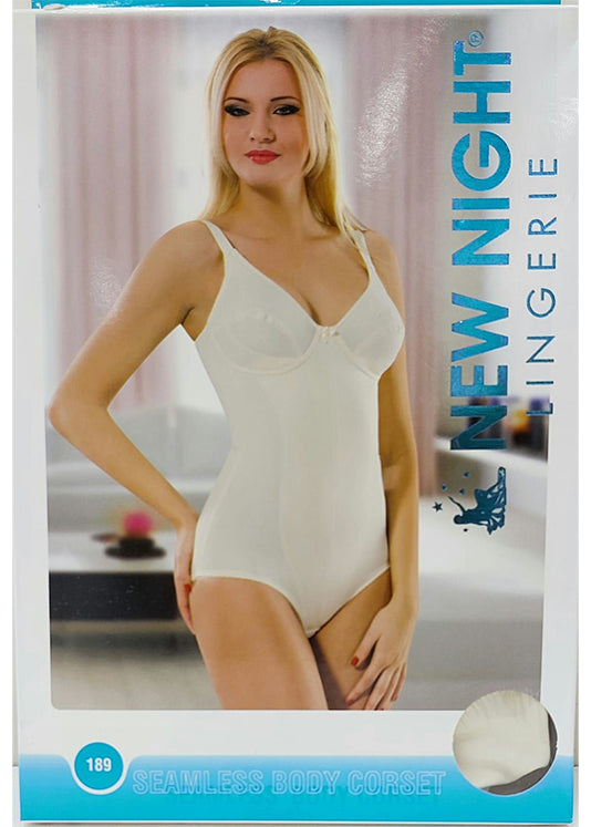 New Night Body Corset Firm Control & Posture Support Seamless Adjustable White 95c