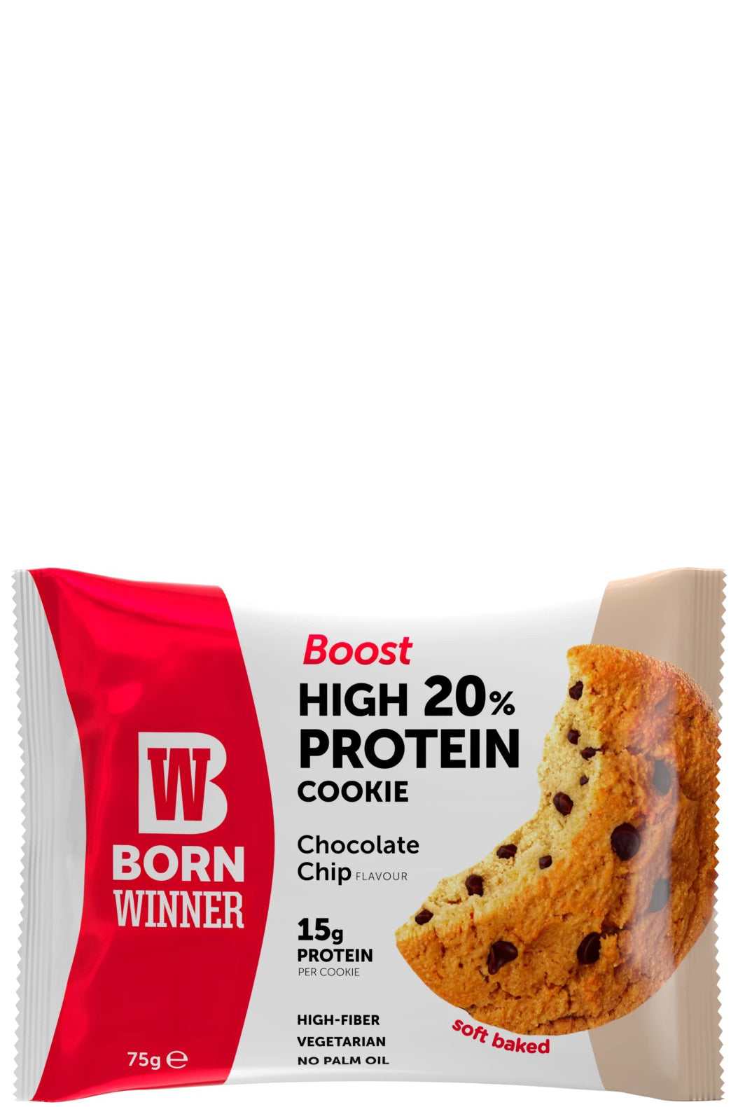 Born Winner Boost Protein Cookie High-fiber Vegan Snack With Triple Protein Matrix 75g Choco Chip