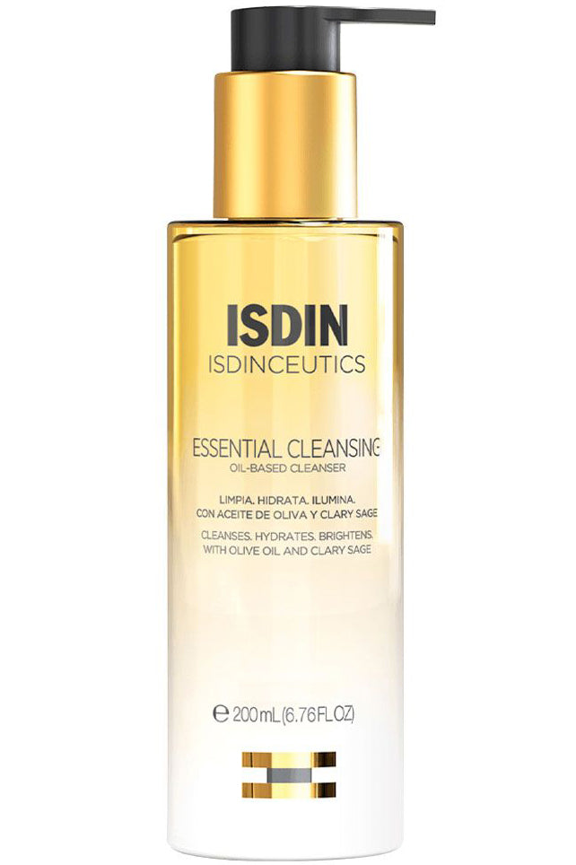 Isdin Essential Cleansing Oil زيت تنظيف عميق الترطيب بفيتامين E بحجم 200 مل منظف يتحول من زيت إلى حليب