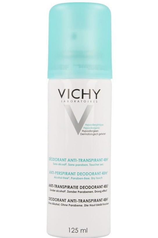 Vichy 48h مزيل العرق سبراي المضاد للتعرق لا يترك آثار حماية طويلة الأمد ضد التعرق تركيبة سريعة الجفاف 125 مل