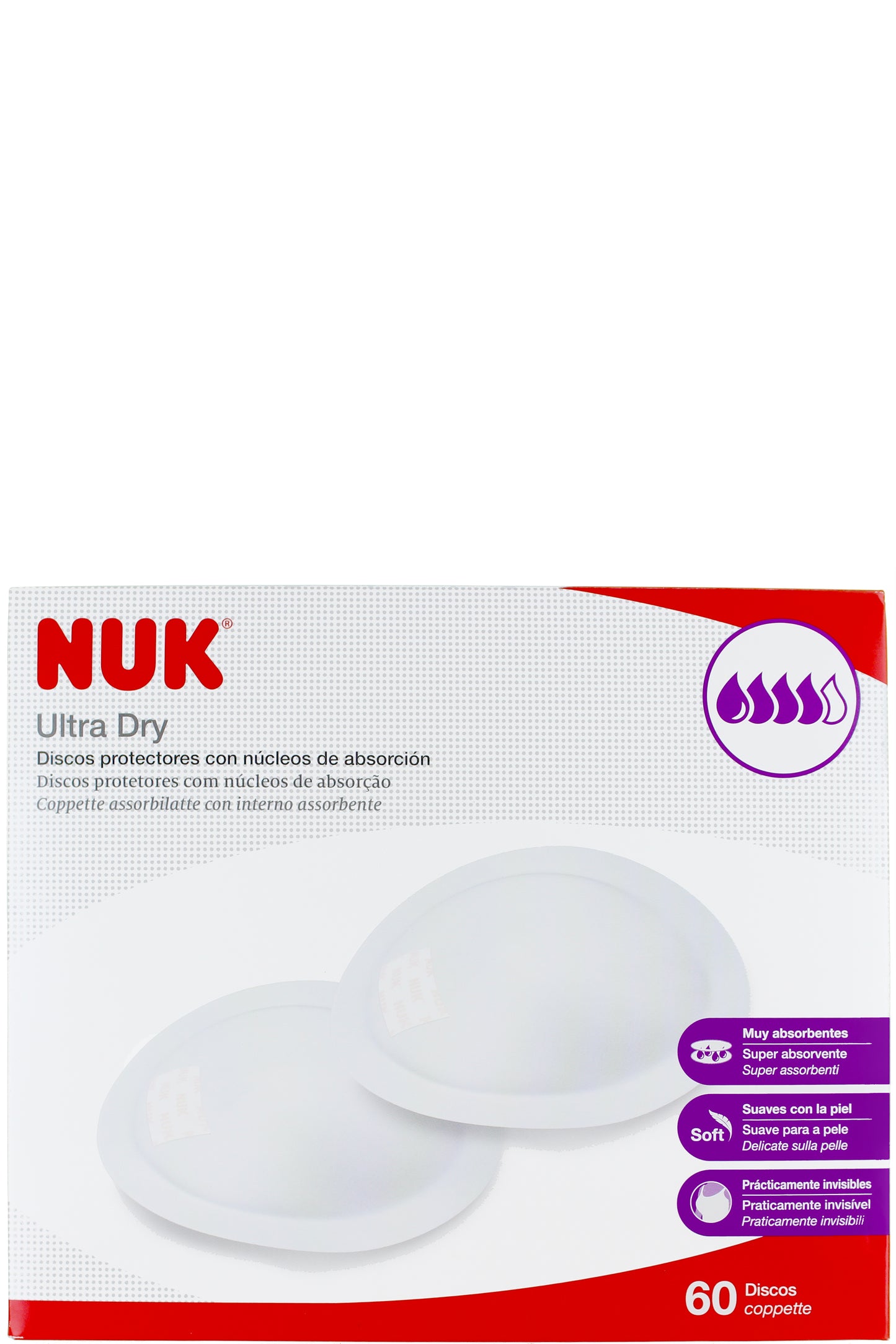 Nuk Ultra Dry Disposable Breast Pads Soft And Absorbent For Nursing Moms - Anatomically Shaped - 60 Count