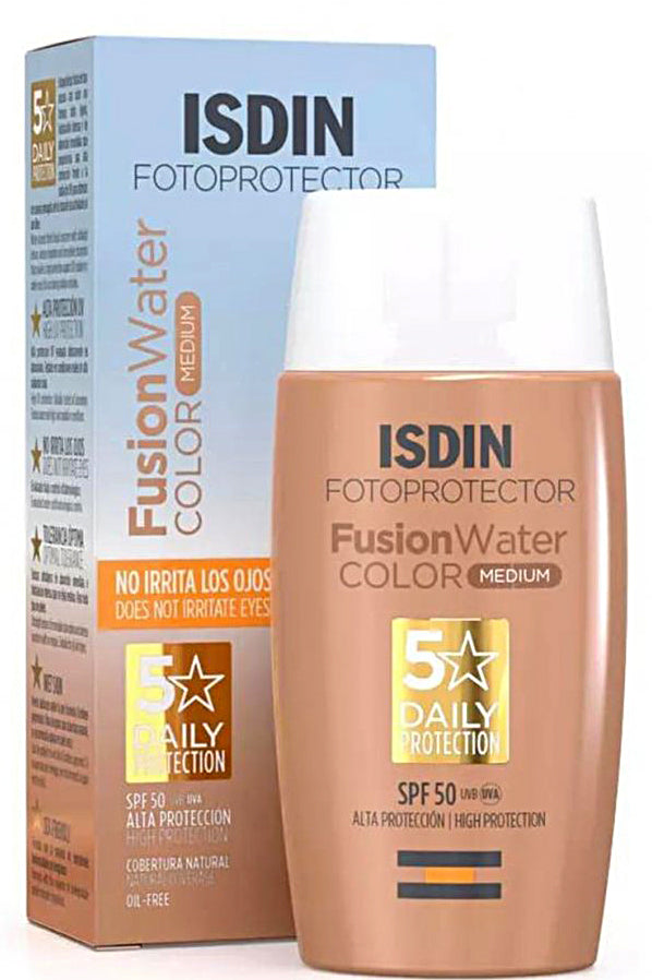 واقي شمس ملون من ايسدن فيوجن ووتر بعامل حماية Spf 50+ مع حمض الهيالورونيك المرطب - 50 مل، مقاوم للماء، حماية مضادة للأكسدة