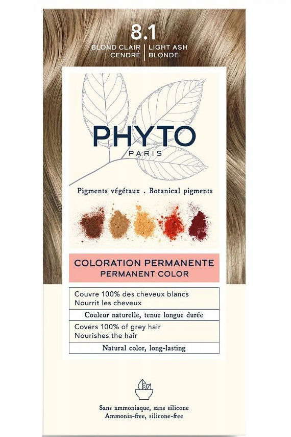 Phyto Color Kit صبغة شعر 8.1 إبرازات حيوية مع أصباغ نباتية 1 كريم عدة