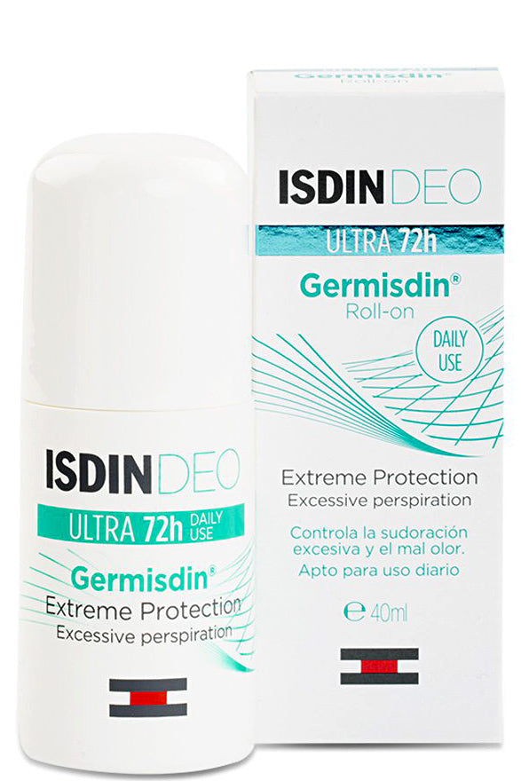 Isdin Deo Ultra 72h Germisdin مزيل عرق رول أون يدوم طويلاً وخالٍ من الكحول للبشرة الحساسة 40 مل