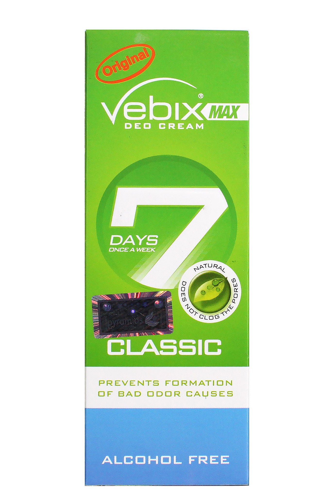 Vebix Max Deo Cream Long-lasting Odor Protection Natural Formula Alcohol-free 25 Ml