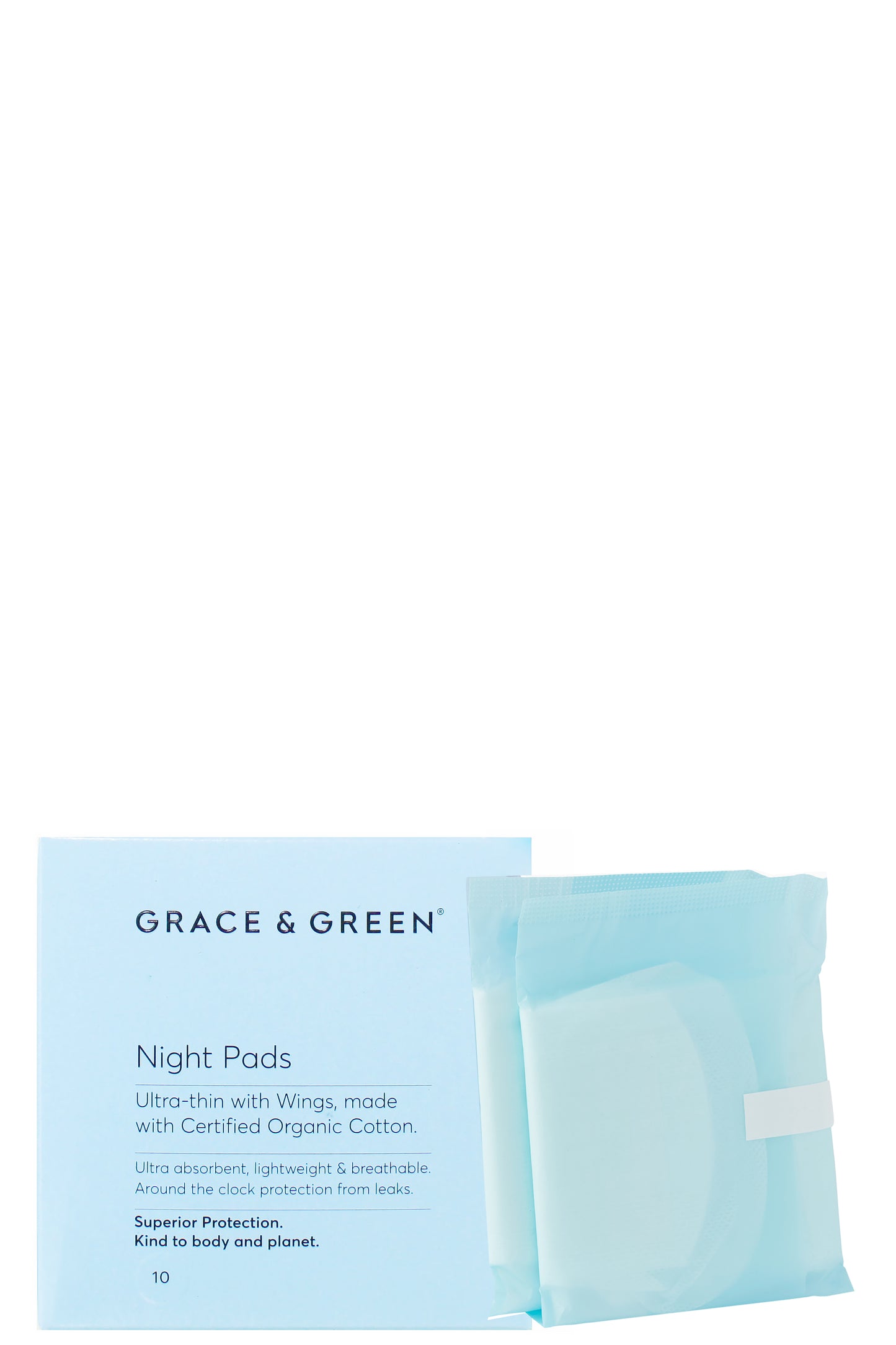 Grace & Green فوط صحية ليلية عضوية بالأجنحة