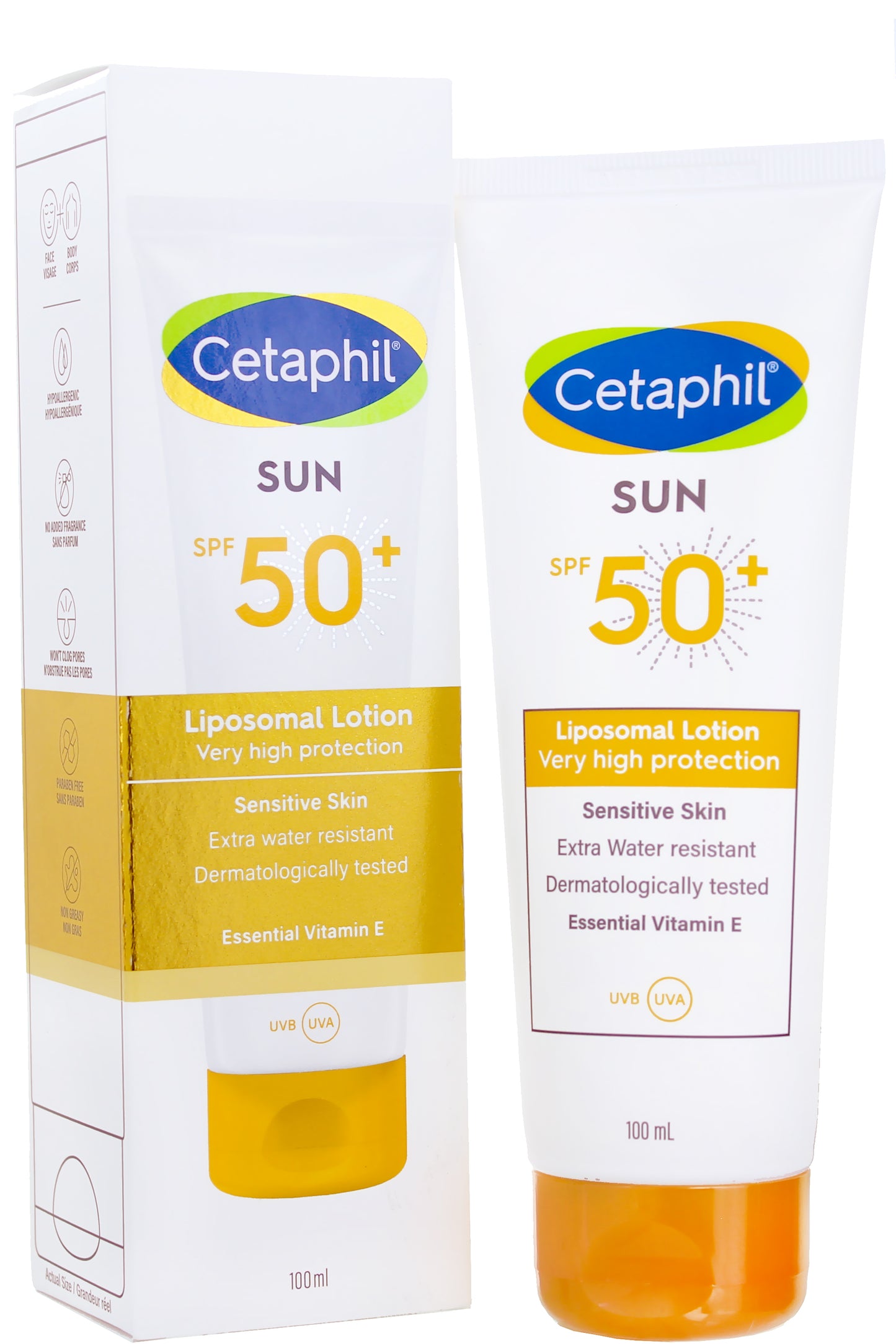 لوشن سيتافيل صن الواقي من الشمس مع عامل حماية +SPF50 بتقنية الليبوسومال سعة 100 مل لحماية البشرة الحساسة