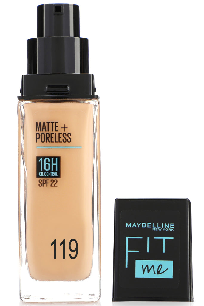 كريم أساس فيت مي غير لامع وخافي للمسام من ميبلين بعامل حماية من الشمس 22 درجة 119 - ثابت طوال اليوم بلمسة نهائية مطفية للبشرة العادية إلى الدهنية