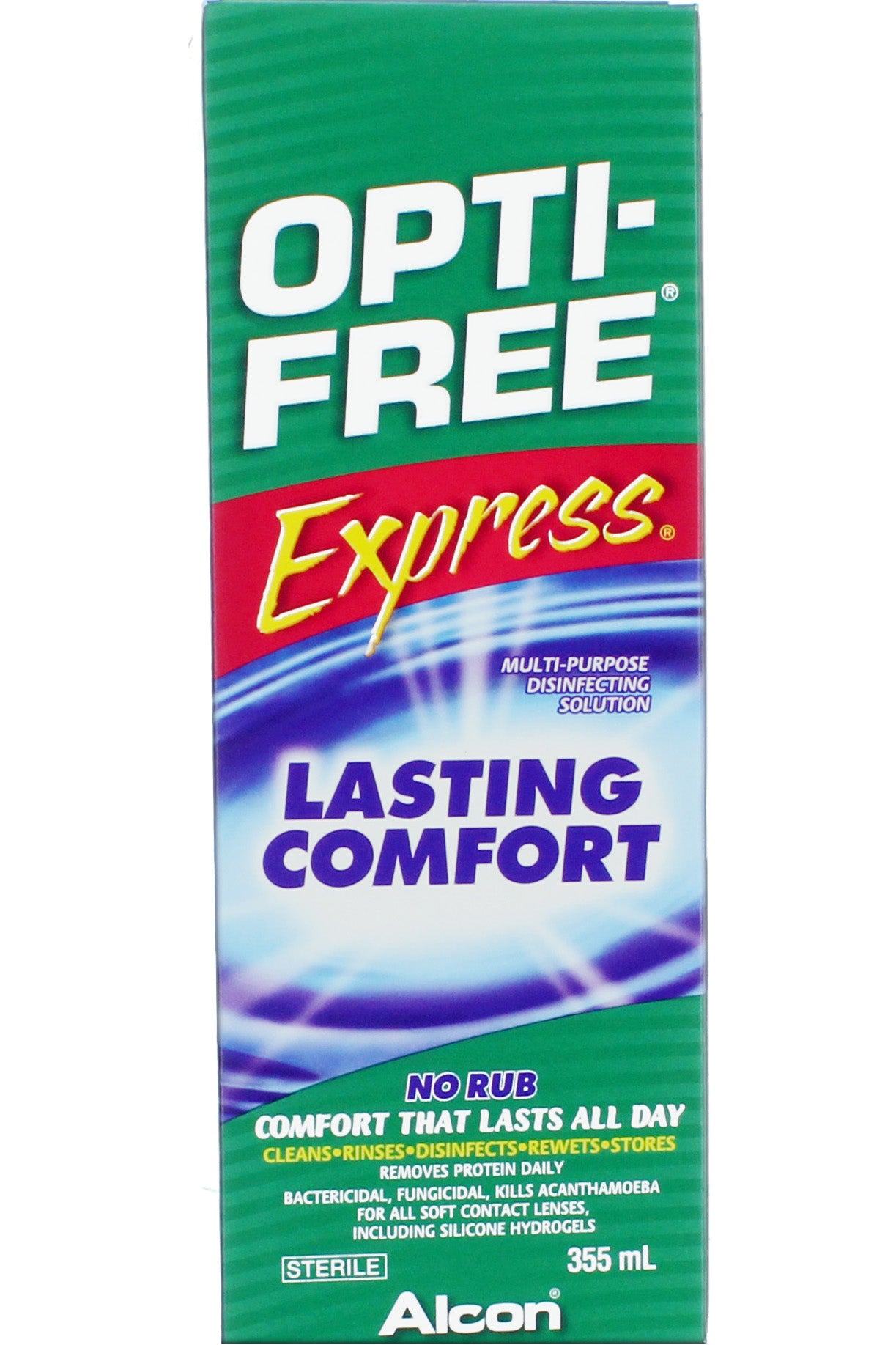 Opti-free محلول عدسات لاصقة لا يتطلب الفرك، راحة ونظافة قصوى 355 مل متوافق مع العدسات الهيدروجيلية المصنوعة من السيليكون
