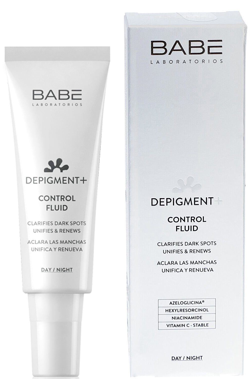 Babe Depigment+ Control Fluid علاج مزدوج المفعول ليلاً ونهاراً لتوحيد لون البشرة وتقليل البقع الداكنة 40 مل