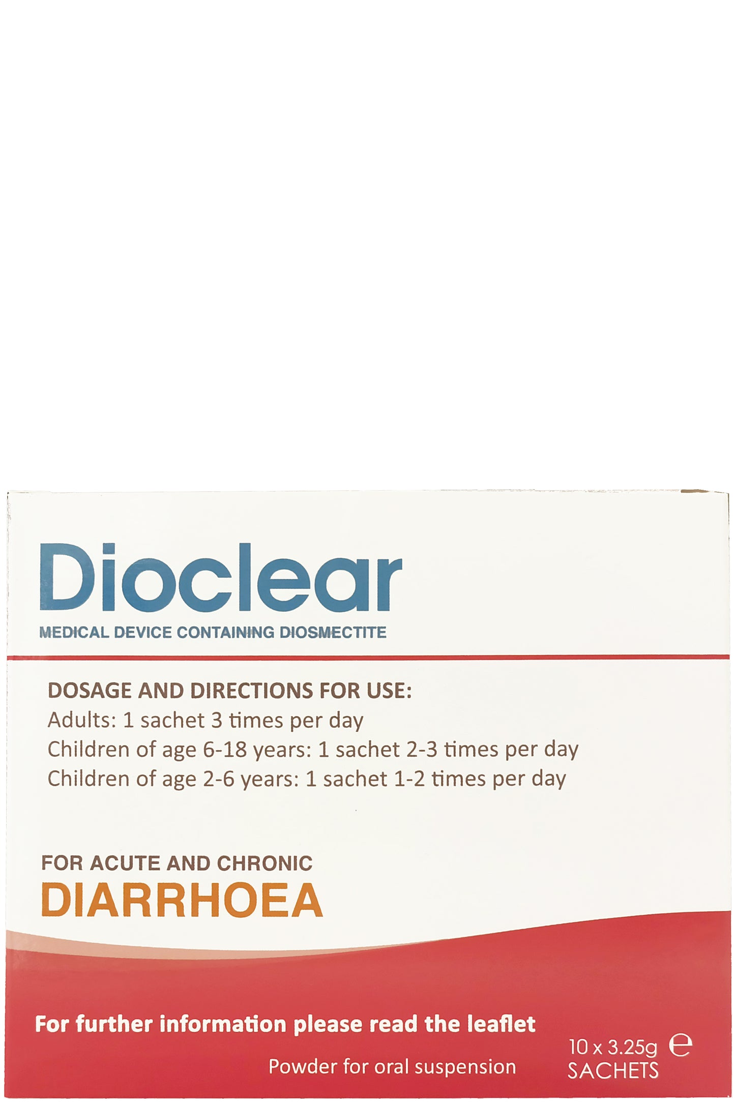Dioclear Diarrhea Relief Sachets Fast-acting Natural Diosmectite Formula 10s For All Ages