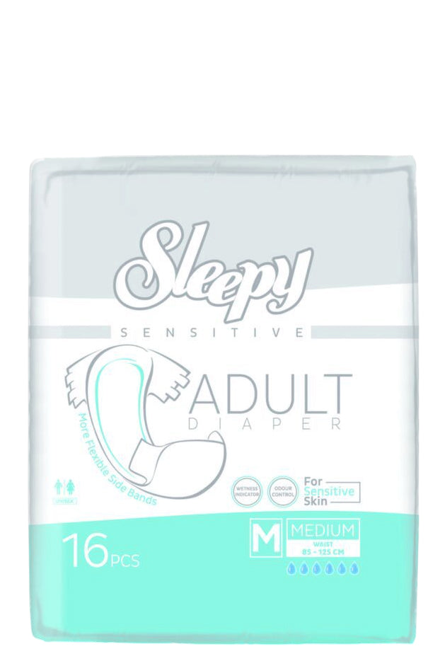 Sleepy Sensitive Skin Adult Diaper Medium Absorbent Eco-pack 16 Count