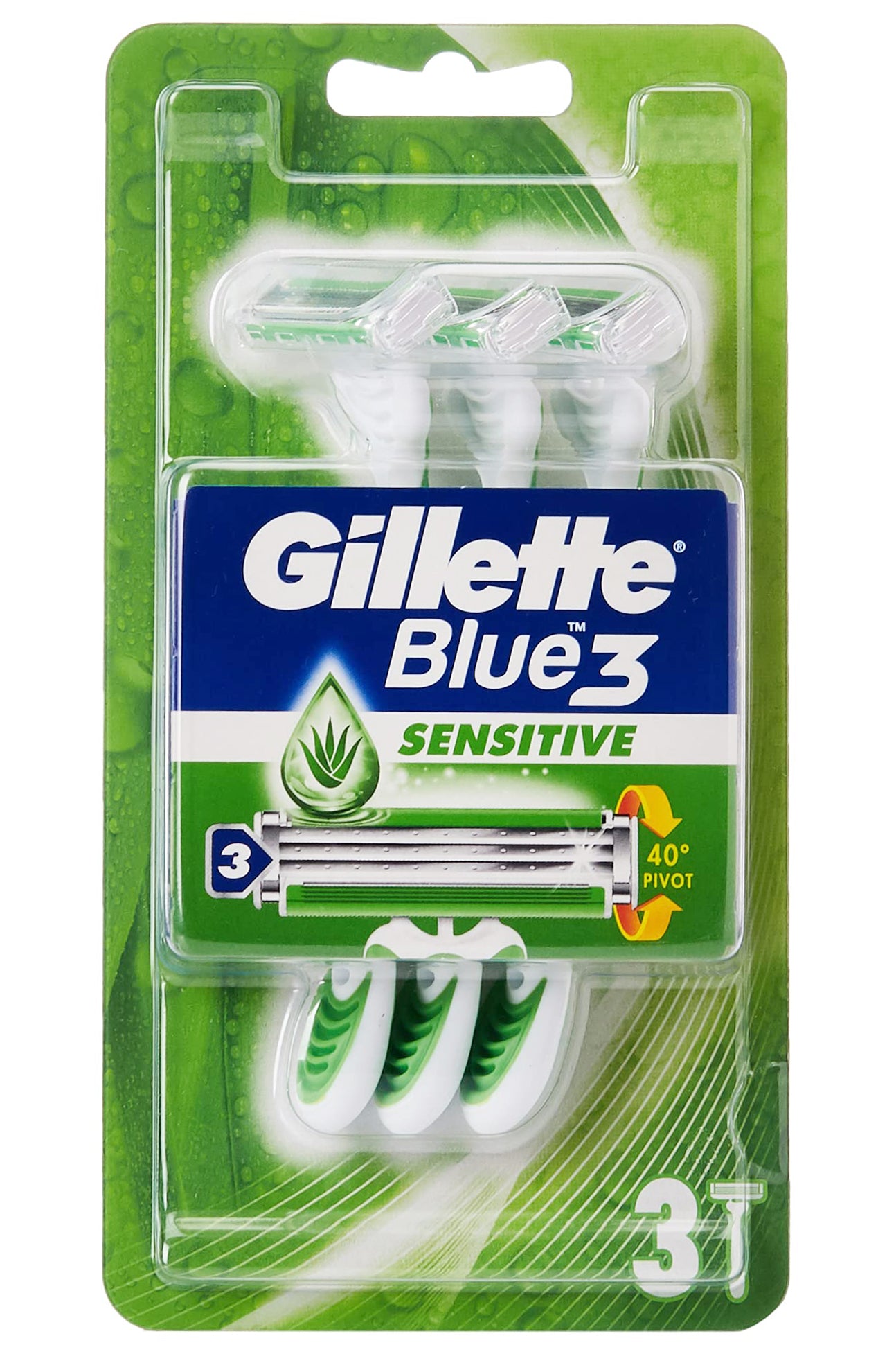شفرات حلاقة جيليت بلو 3 للعناية بالبشرة الحساسة – 3 قطع بتقنية Comfortgel