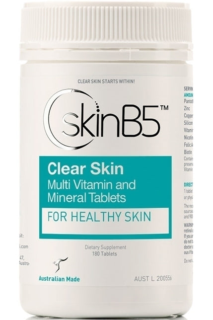 أقراص Skin B5 للتحكم في حب الشباب تركيبة طبيعية لتنقية البشرة بفيتامين B5 لبشرة أكثر نقاءً - 180 قرصًا