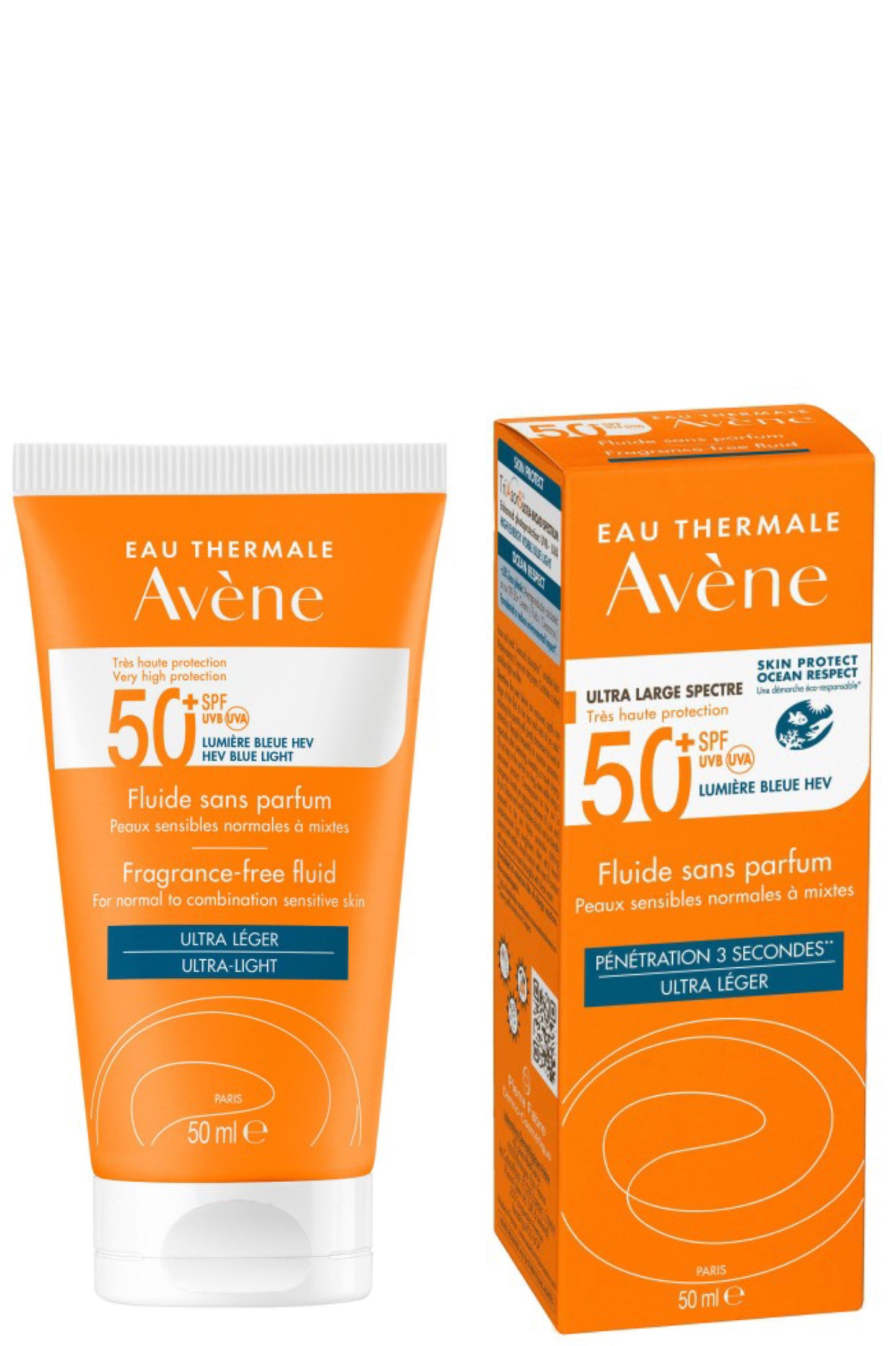 أفين لوشن واقي الشمس Spf50+ خالٍ من العطور حماية عالية للبشرة الحساسة 50 مل