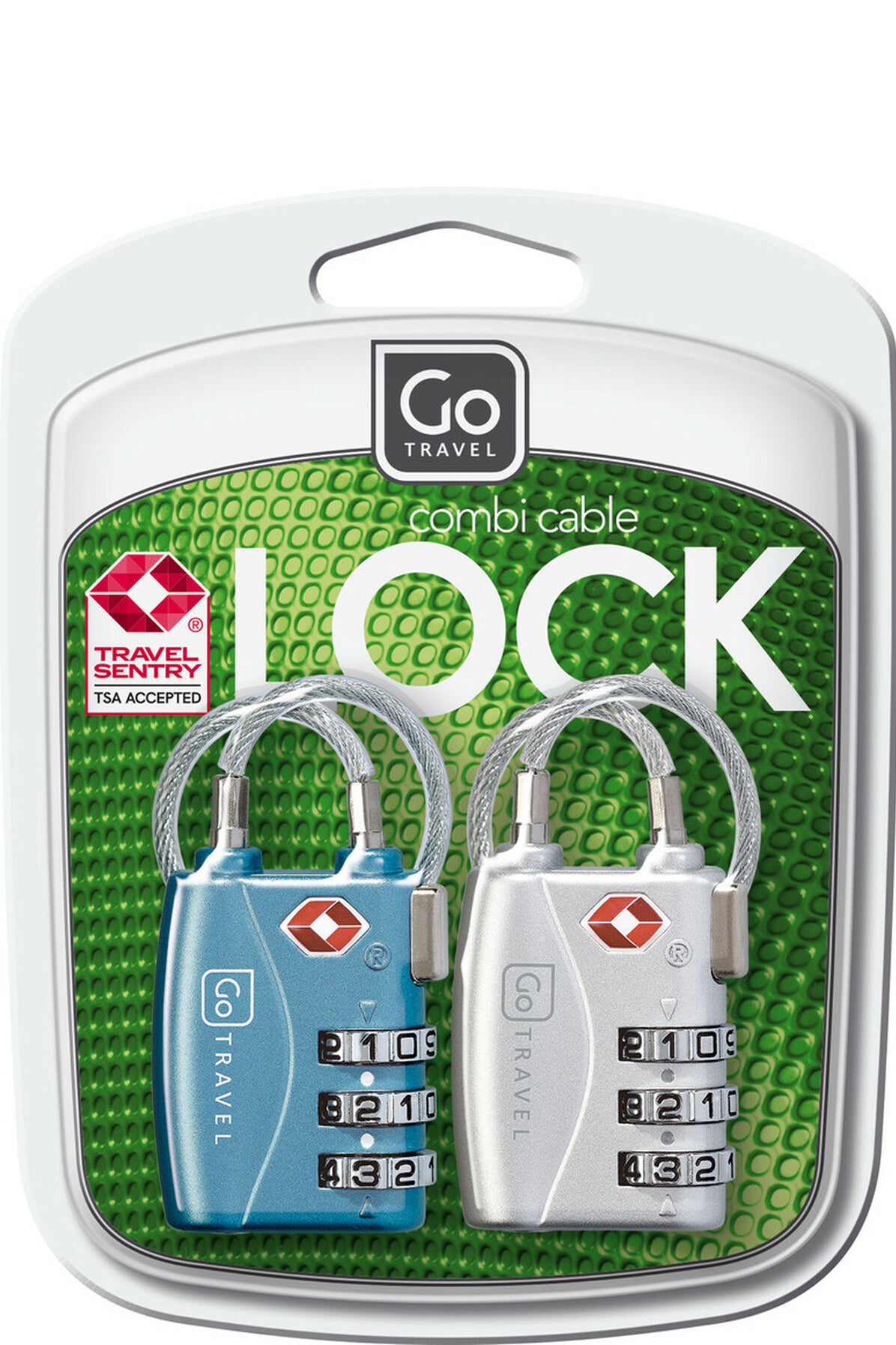 أقفال Go Travel Tsa Combi Cable - كابل فولاذي مرن فائق القوة، نظام أمان سهل بـ 3 أقراص