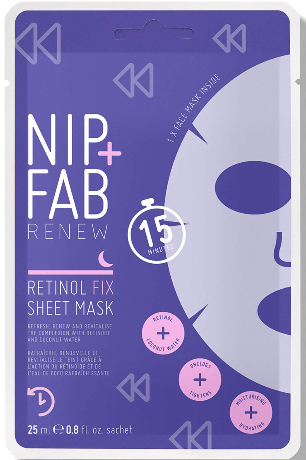Nip Fab Retinol Fix Sheet Mask Anti-aging Hydrating Single-use For Youthful Skin