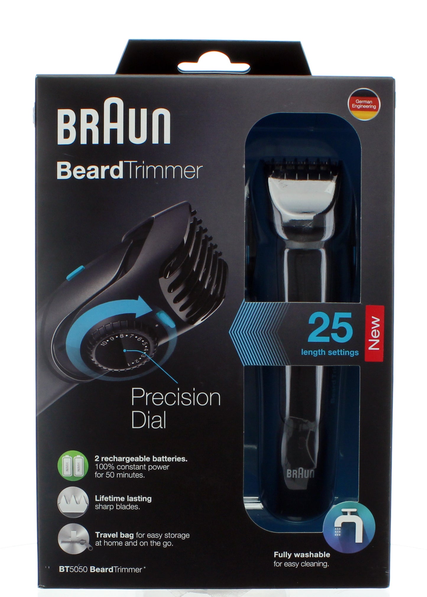 Braun Beard Trimmer Precision Grooming Tool With 25 Settings, Dual Battery System, Fully Washable