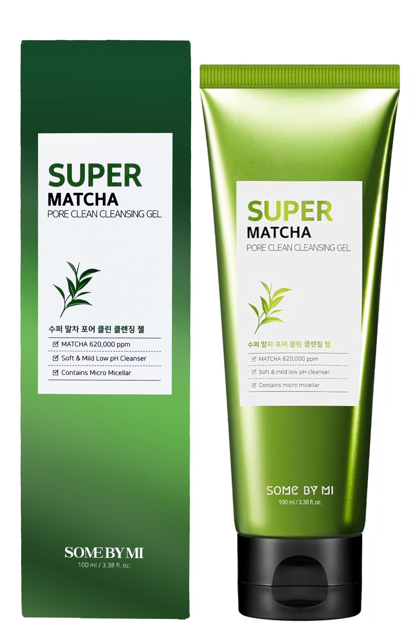 Somebymi Super Matcha Pore Clean Cleansing Gel With 62% Matcha Water, Purifying Acids, And Cognac Pills 150ml