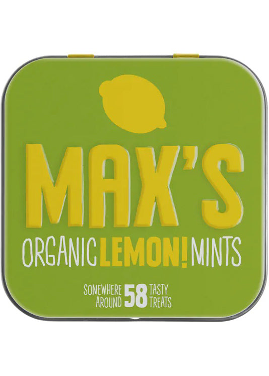 Max's Organic Lemon Mints 35g - Sour And Fresh Lemon Flavor, Vegan, Low-calorie