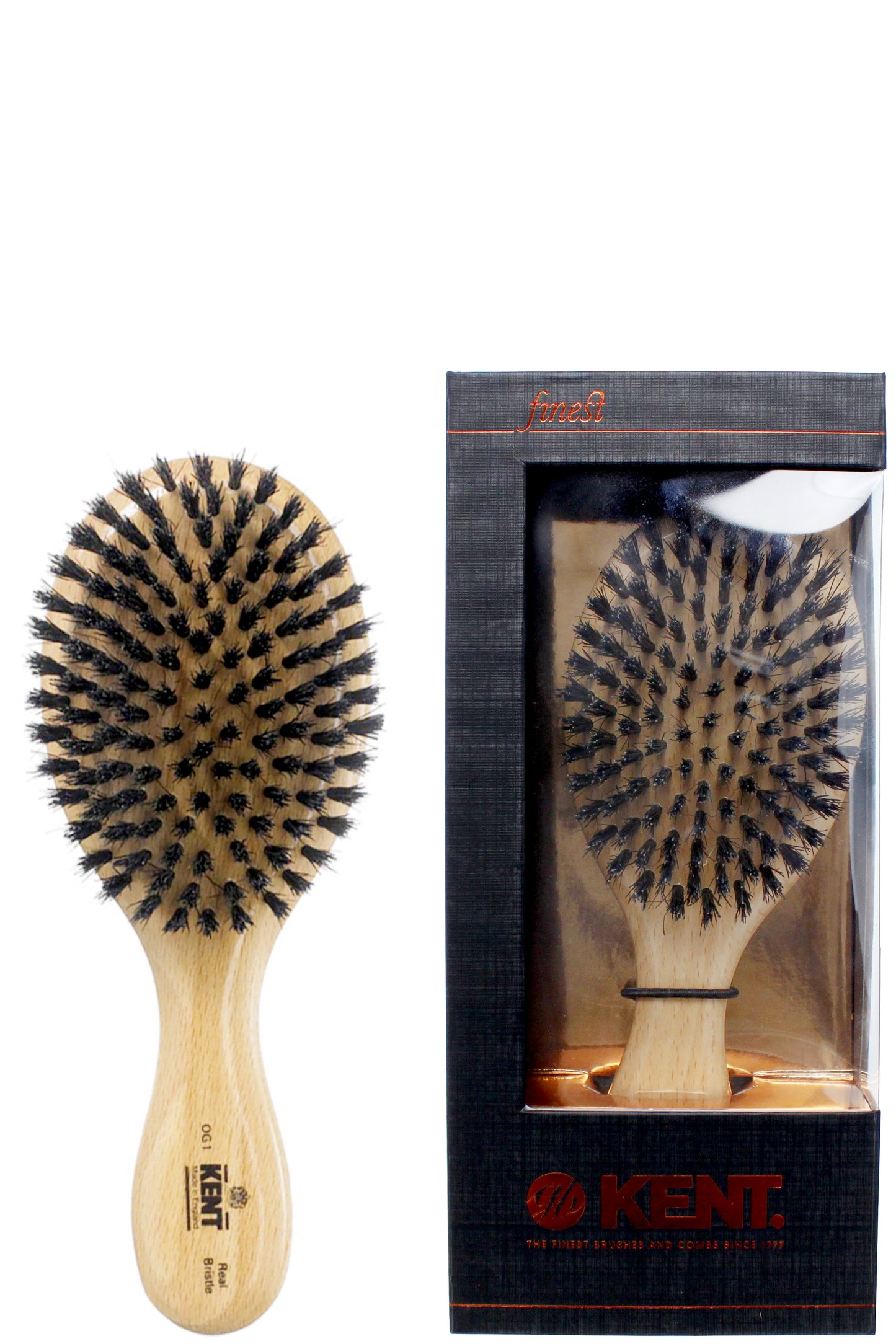 Kent Men's Club Oval Brush - Premium Grooming Tool For Men With Natural Bristles, Ergonomic Handle, Suitable For All Hair Types