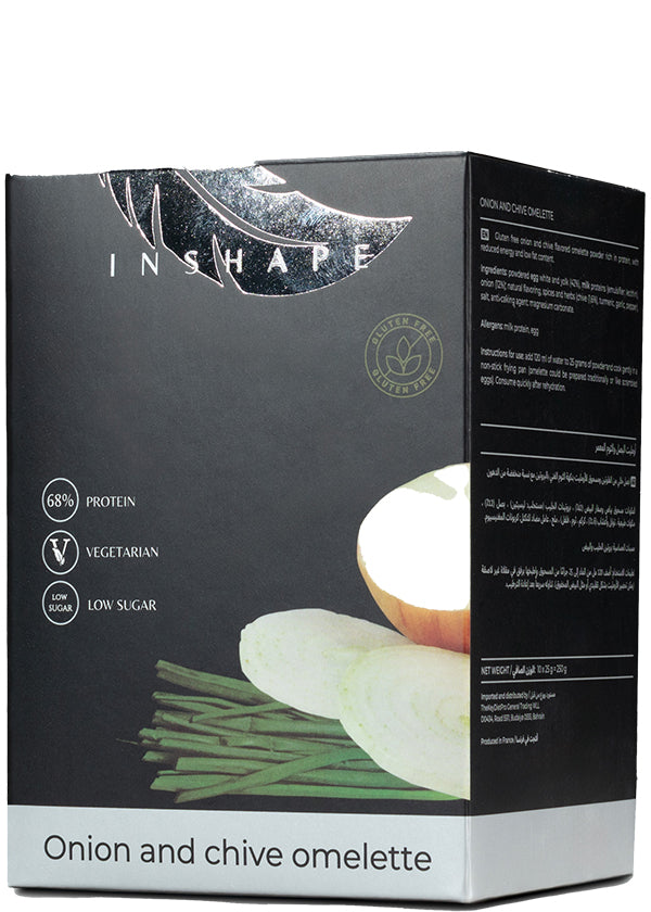 Inshape Gluten-free Onion & Chive Omelette Mix Meal Replacement – High-protein (68%), Low-energy, Low-fat, Vegetarian, In 25g Sachet