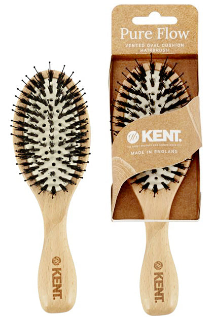 Kent Vented Oval Cushion Brush - Quick Drying & Root Volume For All Hair Types - Comfortable Grip & Vented Design