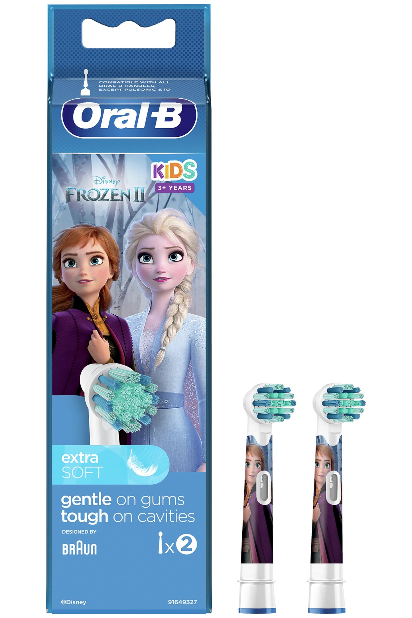 رؤوس فرشاة أسنان Oral-b Kids الإحتياطية فروزن فائقة النعومة لعناية لطيفة بالأسنان