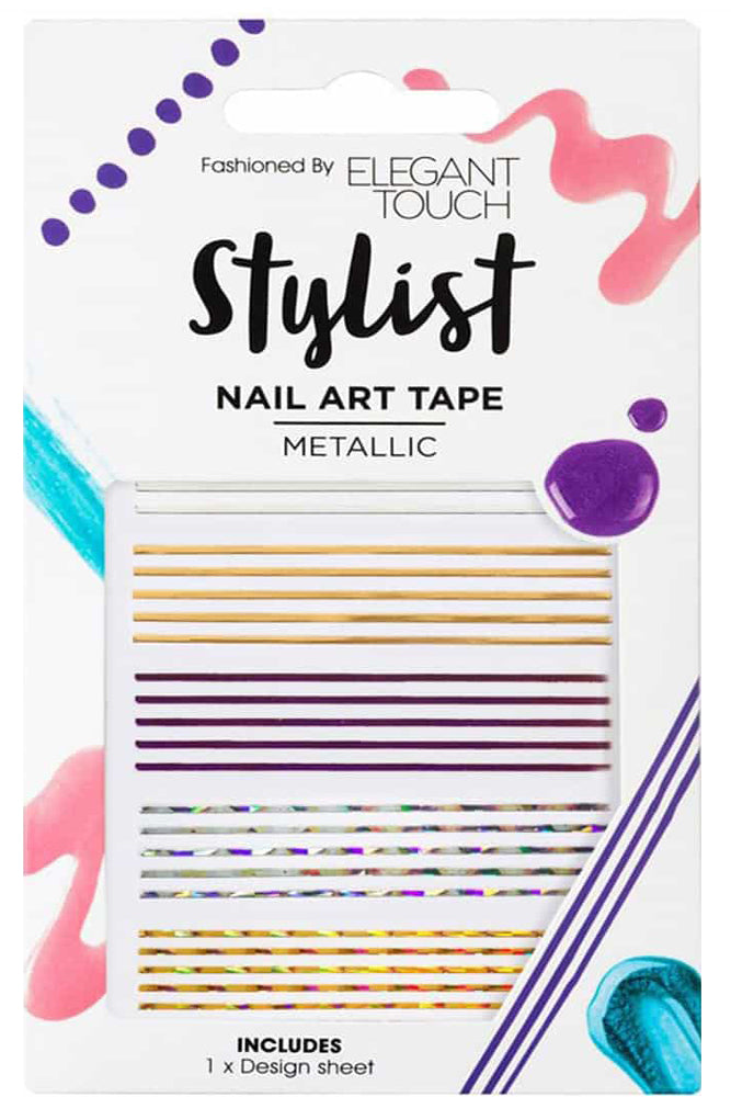 Elegant Touch Nail Stylist - طقم ملصقات شريطية معدنية