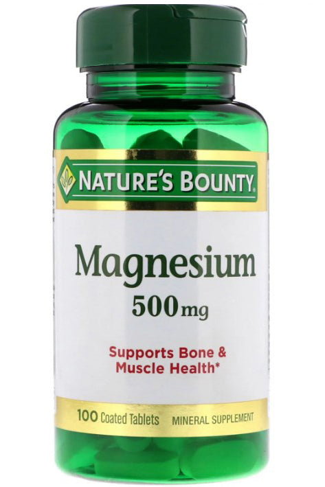 Nature's Bounty Magnesium 500mg Bone Muscle Anxiety Support 100 Tablets