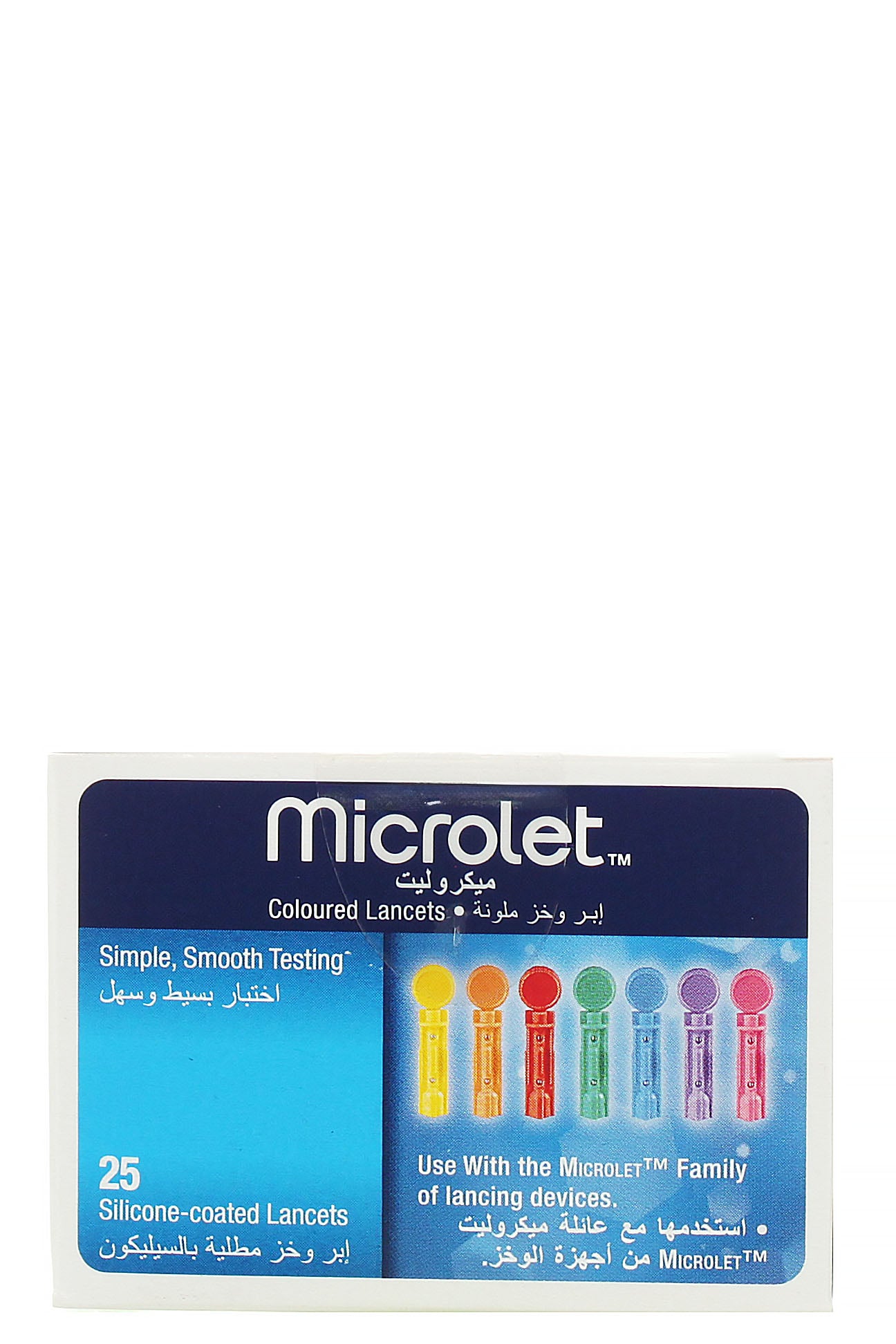 Contour Plus Microlet، 25 إبرة وخز، دقيقة، للاستخدام مرة واحدة، مغلفة بالسيليكون، عبوة