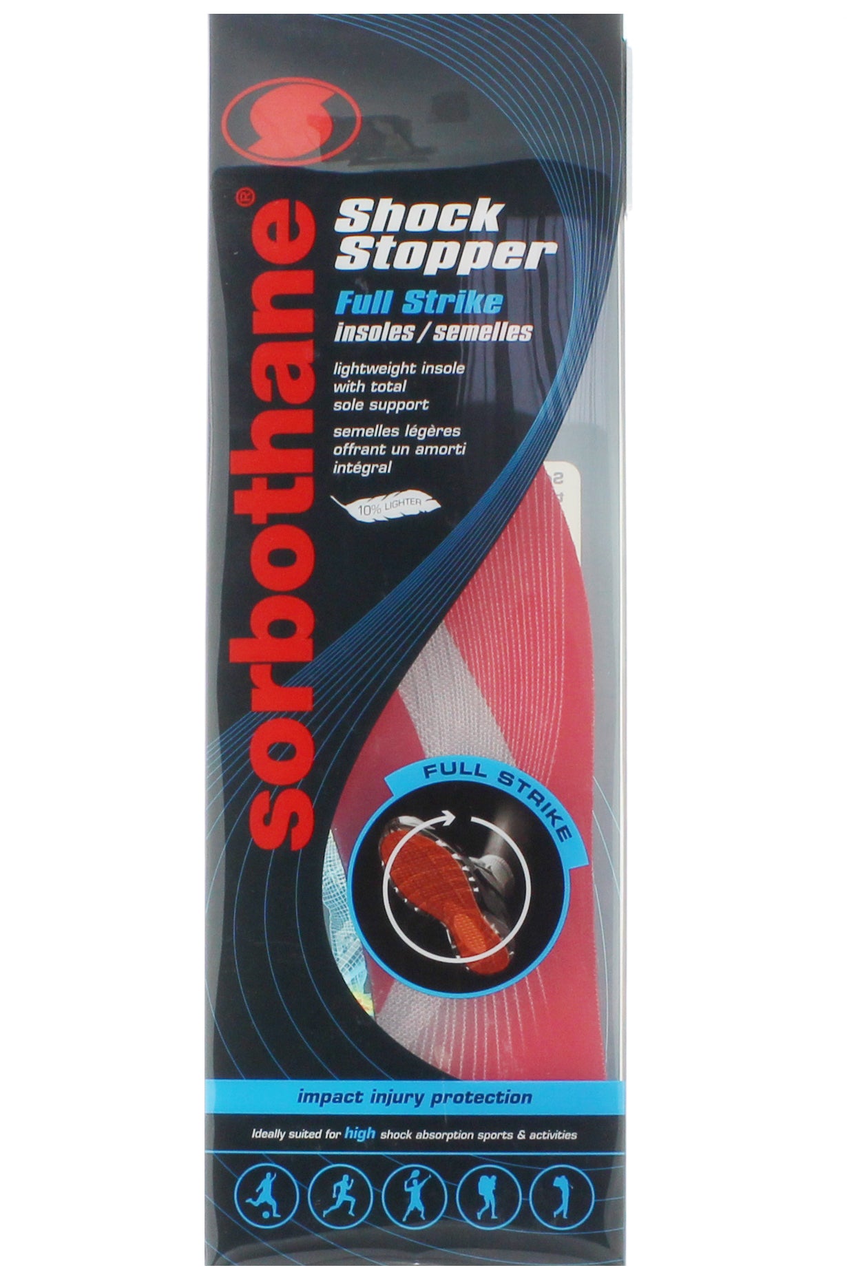 Sorbothane Shock Stopper Full Strike Insoles Enhanced Comfort & Shock Absorption For Athletes Size 7