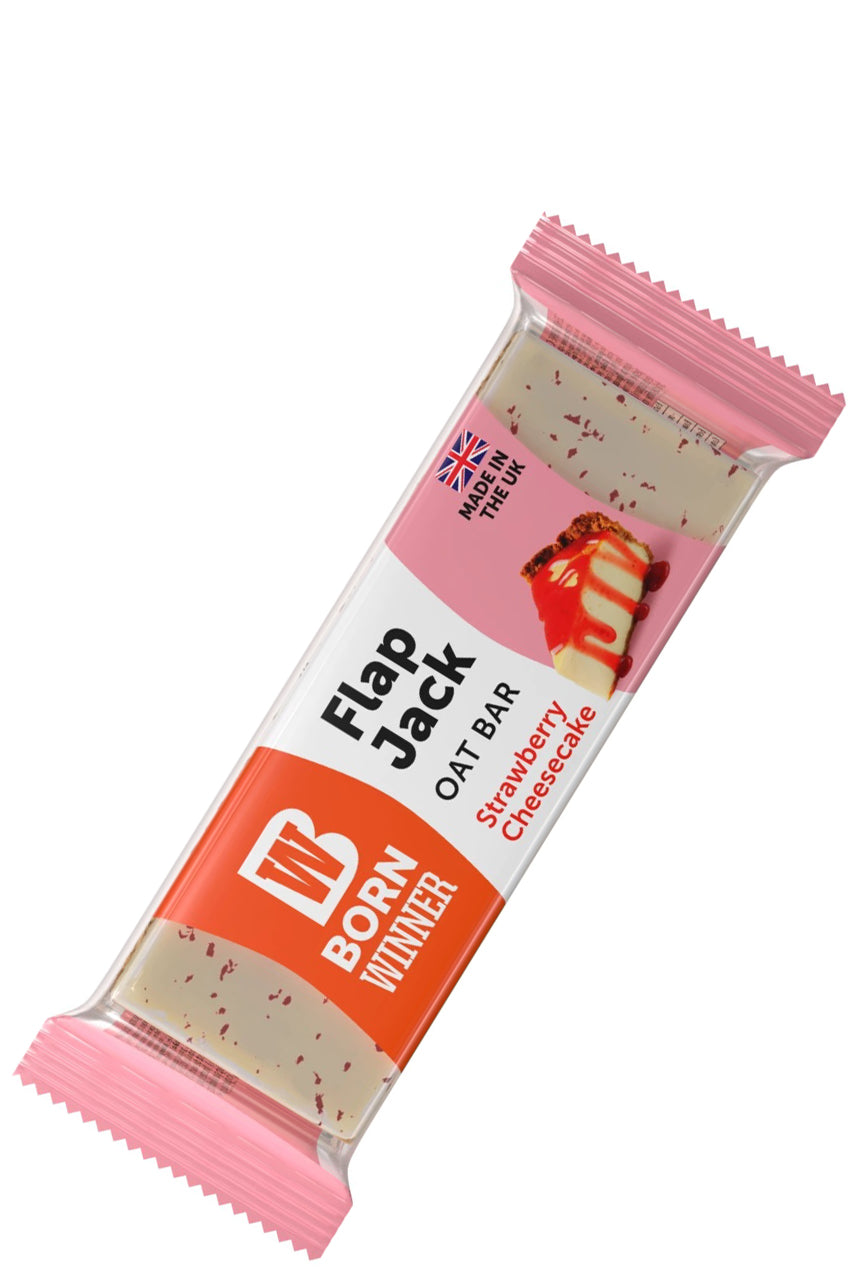 Born Winner Flapjack Oat Bars Strawberry Cheesecake - Vegetarian Wheat-free Energy Boost 100g