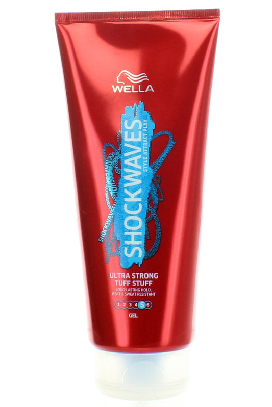 Wella Shockwaves Ultra Strong Hold Gel With Heat-activated Shield - 200ml, Lightweight Formula, No Sticky Residue