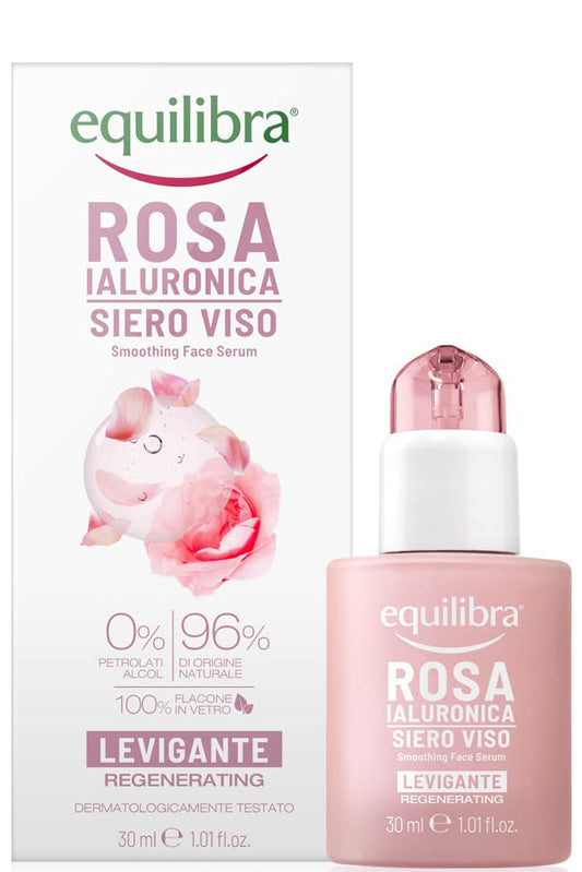 Equilibra Hyaluronic Rose Smoothing Face Serum For Radiance With Fermented Rose Water - 30ml Hydrating, Antioxidant Protection, All Skin Types