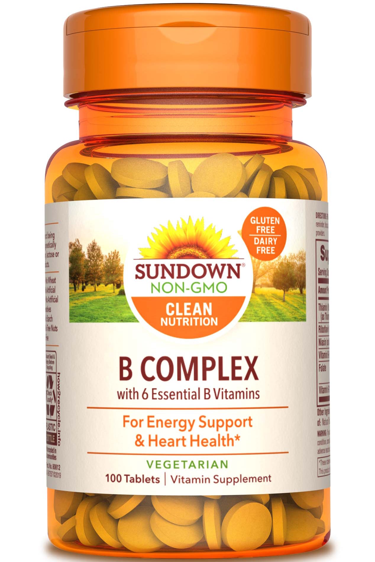 Sundown Naturals B-complex 6 فيتامينات ب أساسية لدعم طاقة القلب 100 قرص