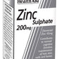 Healthaid كبريتات الزنك 200 ملجم دعم صحة الجهاز المناعي والعظام 90 قرصًا