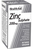 Healthaid كبريتات الزنك 200 ملجم دعم صحة الجهاز المناعي والعظام 90 قرصًا