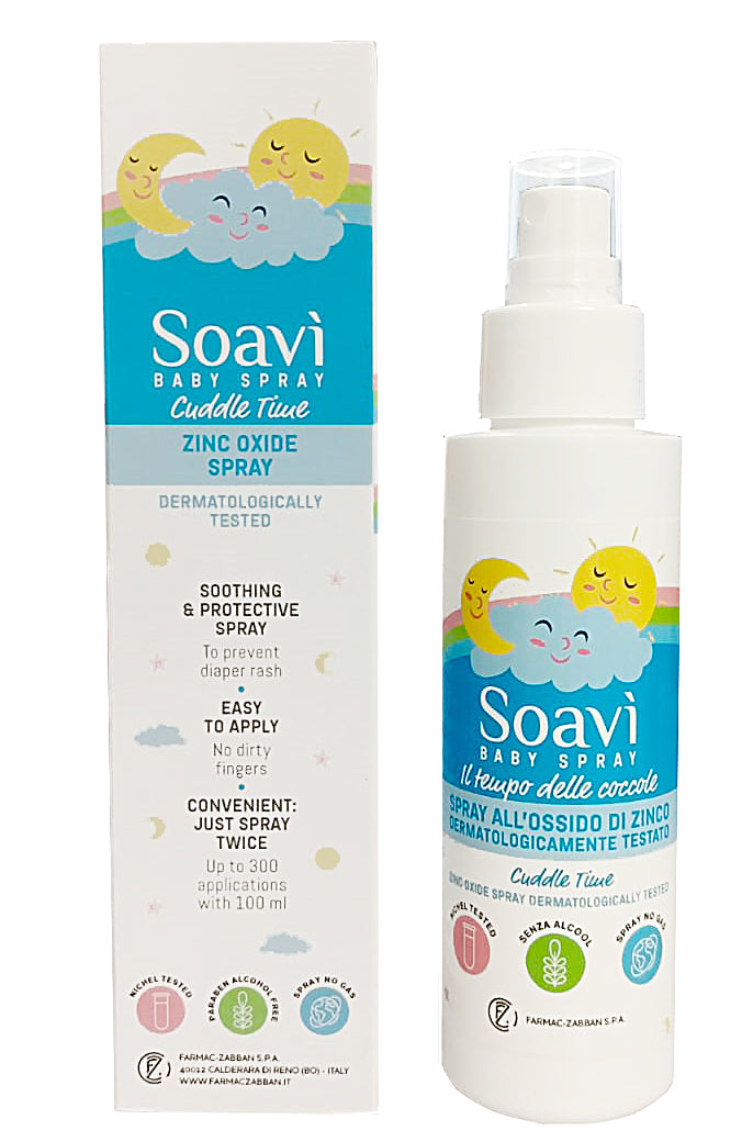 Soavi بخاخ لوشن أكسيد الزنك لتخفيف طفح الحفاضات عند الأطفال - بخاخ مهدئ سريع المفعول مع حاجز وقائي - 100 مل
