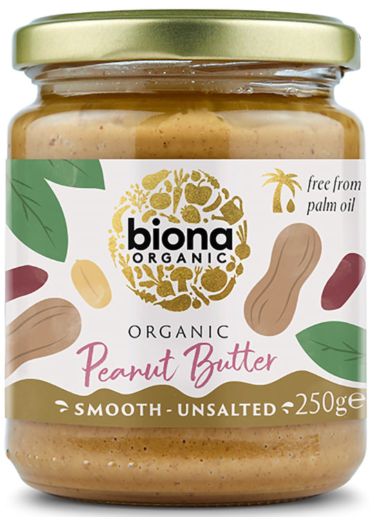 Biona Organic Peanut Butter Smooth 250g, No Added Palm Fat Or Salt