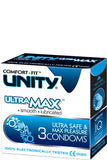 واقي ذكري Unity Ultra Max شديد التزليق لمتعة وحماية معززة لاتكس طبيعي 3 قطع