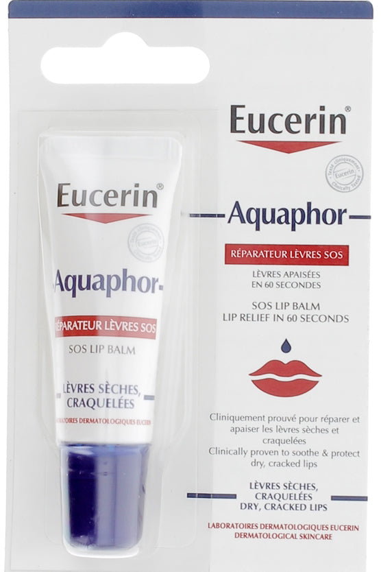 Eucerin Aquaphor Sos بلسم الشفاه مع ديكسبانثينول للشفاه المتشققة - 10 مل
