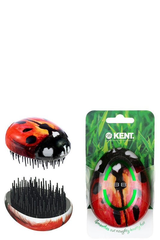فرشاة Kent Pebble Bug - فرشاة فك التشابك صغيرة الحجم ومحمولة لجميع أنواع الشعر - شعيرات لطيفة للاستخدام أثناء السفر