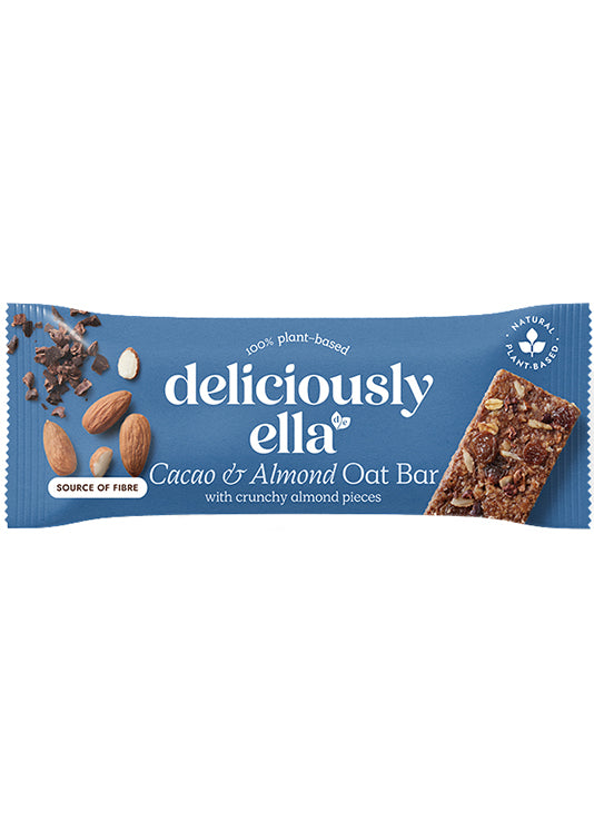 Deliciously Ella Cacao & Almond Oat Bar 50g - Chewy, Chocolatey With Almond Butter, Fiber-rich